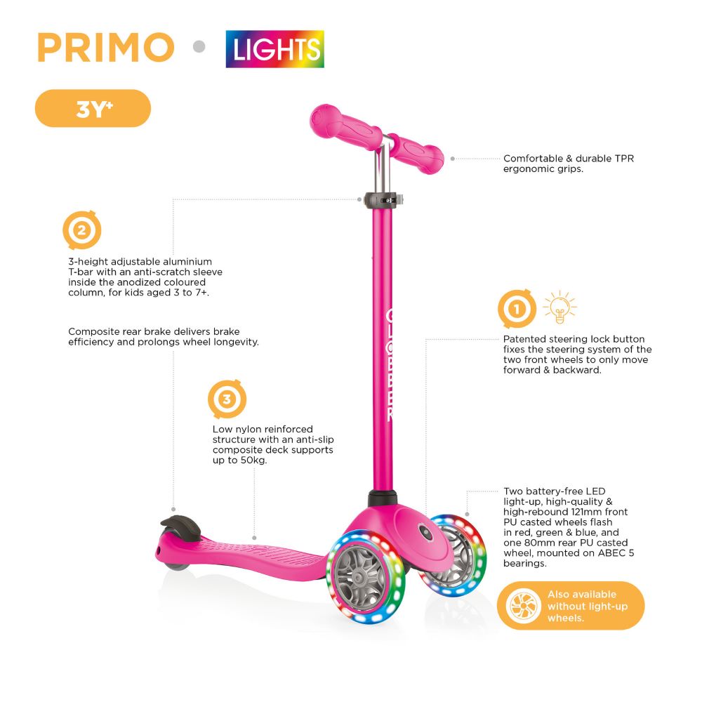 Globber Primo V2 Scooter With Lights And Griptape