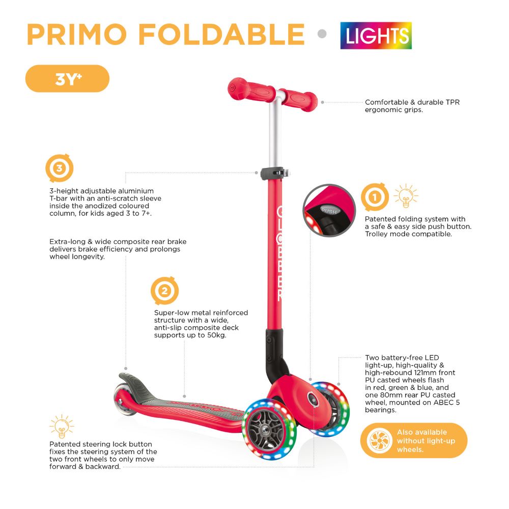 Globber Primo Foldable Lights Scooter