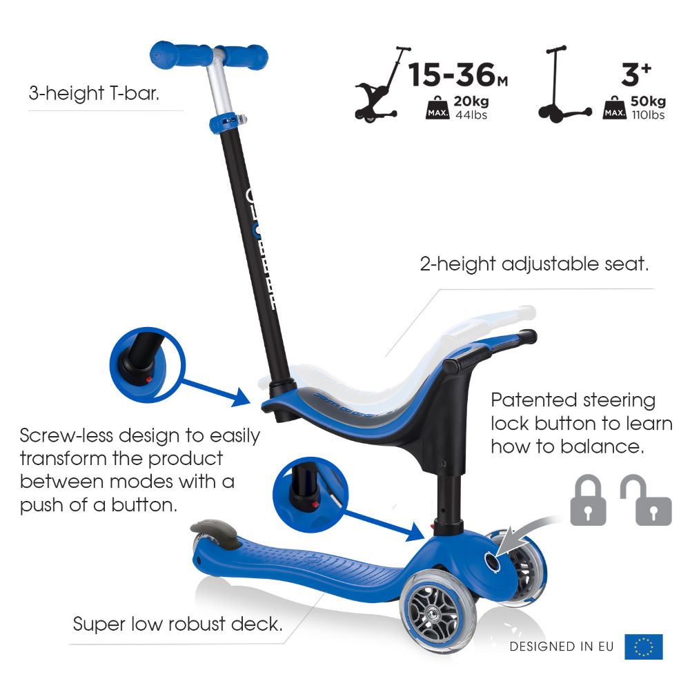 Globber Go Up Sporty Convertible Scooter