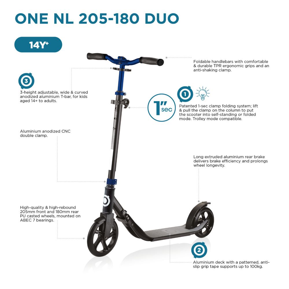 Globber One NL 205-180 Duo Folding Scooter