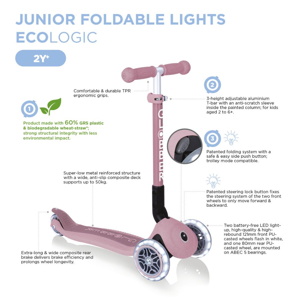 Globber Ecologic Junior Foldable Scooter Lights