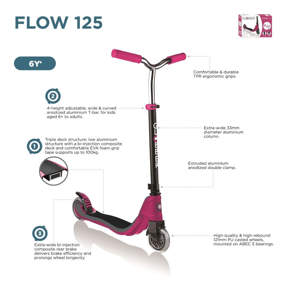 Globber Flow 125 Scooter With Light Up Wheels