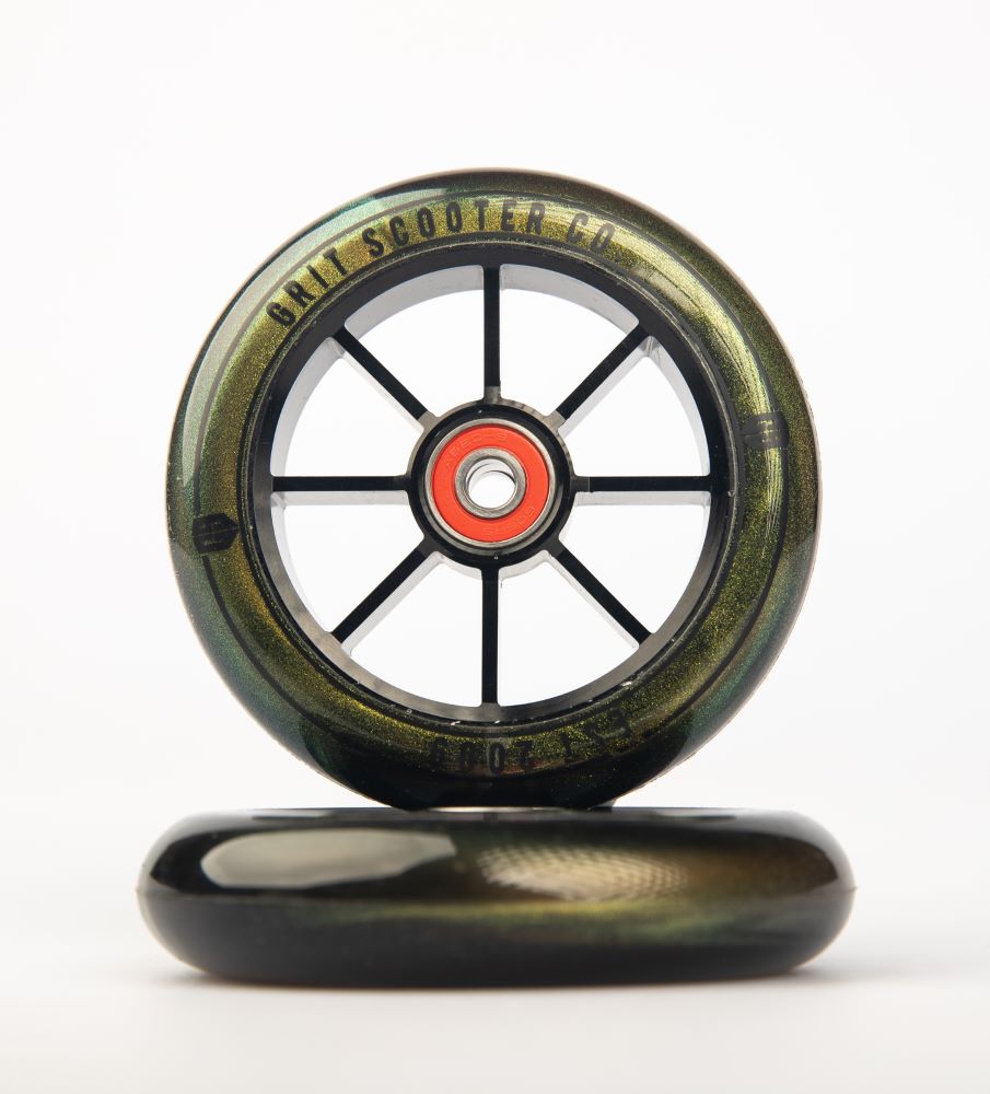 Grit Alloy 110mm Wheels Gold Urethane with Black Core (pair)